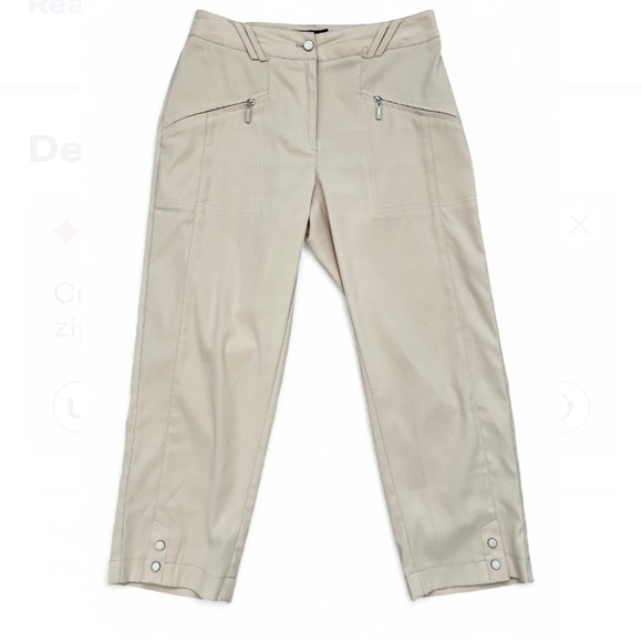 Women’s DKNY Golf Capris Serenity Cream Size 2 Zipper Pants - Picture 1 of 8